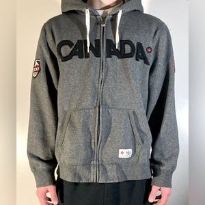 2010 Authentic Vancouver Olypmics Canada Full Zip Grey/Black/Red Hoodie